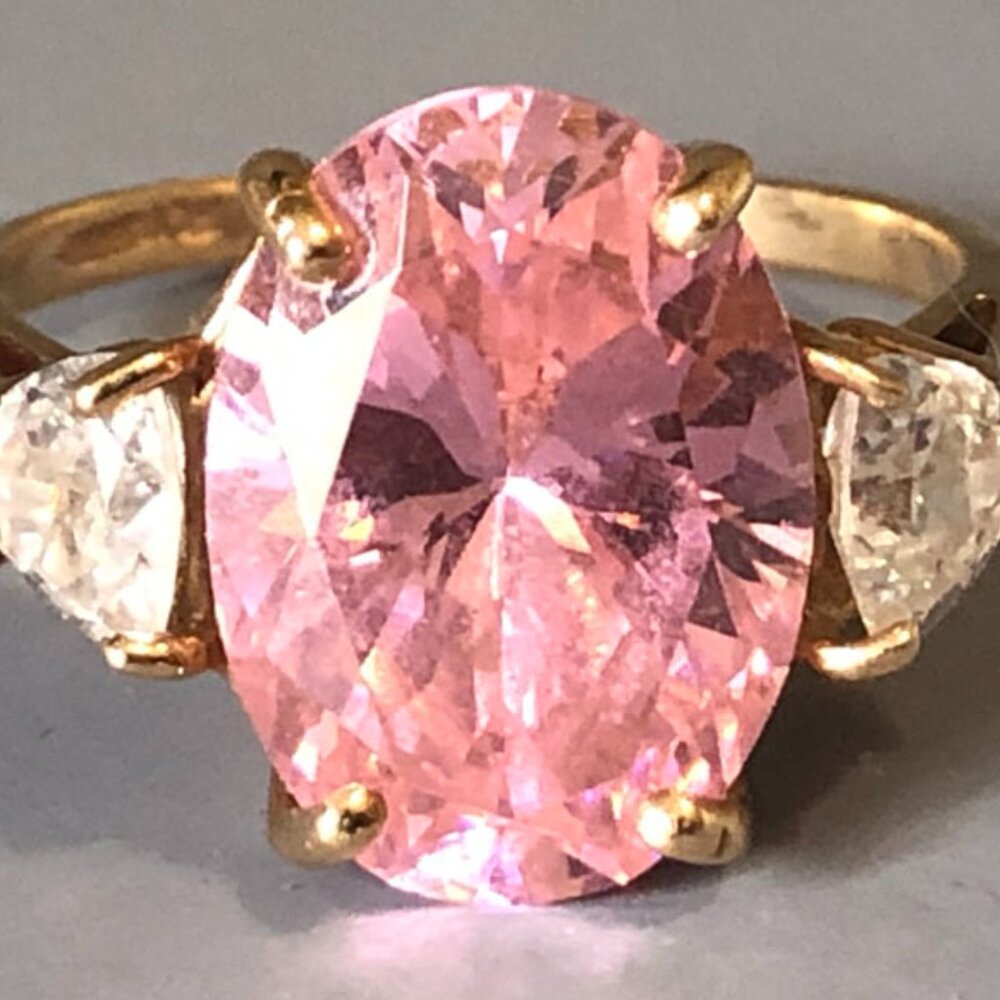 10K Gold Pink Ice & CZ Ring Size 7